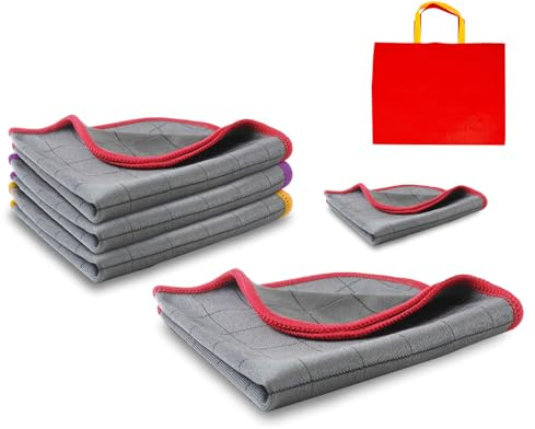 ARCA Set 5 Panni in Microfibra al Carbonio Multiuso – Ultra Assorbenti, Senza Aloni, Ideali per Pulizia Casa, Cucina, Vetri e Auto