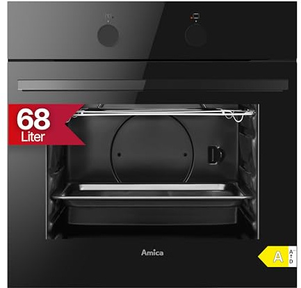 Amica Einbaubackofen 68 L 59,5x59,5x57,5 cm Steam Clean ABE 94110 S | Schnellaufheizung, 4 Backofenfunktionen, CoolDoor2, Knebelsteuerung, Clean Emaille, Halogenbeleuchtung