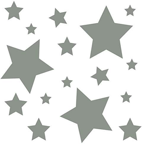 kleb-Drauf® | 18 Sterne | Grau - matt | Wandtattoo Wandaufkleber Wandsticker Aufkleber Sticker | Wohnzimmer Schlafzimmer Kinderzimmer Küche Bad | Deko Wände Glas Fenster Tür Fliese