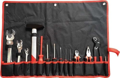 KUNZER 7WZR29 Werkzeug-Rolltasche, Set inkl Gabelschlüssel, Seitenschneider | Handwerkezug 29 tlg, Schraubendreher, Wasserpumpenzange und eine 6-24V Prüflampe, Aufbewahrungstasche