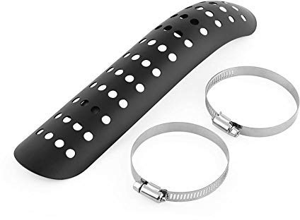 Per paracalore marmitta Scudo termico di scarico moto, curva moto universale 50mm-70mm Coperchio scudo termico foro tubo di scarico con 2 morsetti(Nero)-paracalore marmitta moto