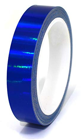 Finest Folia (0,79€/m) 10 Meter Hologramm Zierstreifen Basteln Möbel Auto Motorrad Modellbau Deko Dekorstreifen Klebestreifen selbstklebend DIY (Hologramm Blau, 10mm Breite)