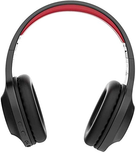 Lenovo HD116 Cuffie wireless con microfono integrato, Bluetooth 5.0, pieghevoli, colore: nero/rosso