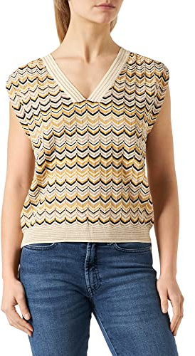 Morgan Pull Manches Courtes imprimé Chevron Jaune M