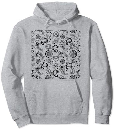 Red Paisley Bandana Western Floral Pattern Pullover Hoodie