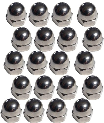 M6 Dome Nuts Marine Grade Acorn Style in A4 Stainless Steel 316 – Corrosion Resistant Fasteners (Pack of 20)