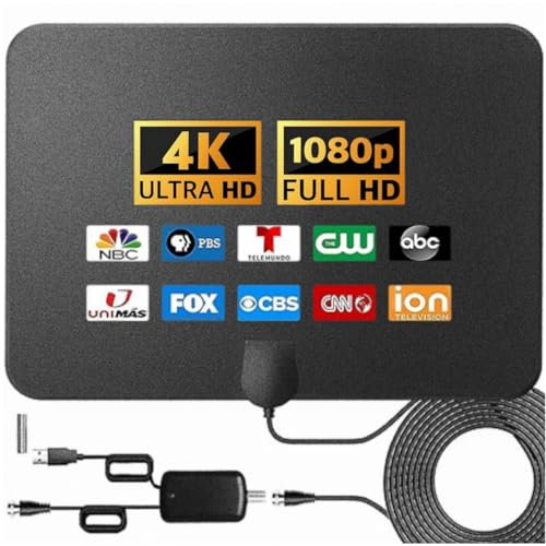 Eqawaedd TV Antenna Indoor Long Range 950 Miles, Supports 4K 1080p Smart TV Signal Reception with Signal Amplifier 16ft HDTV Coax Cable