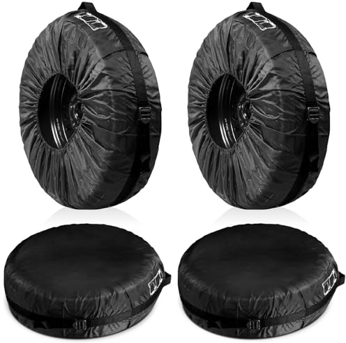 WIYETY Däckväsksset, 4 stycken 19–23 tum vattentätt dammsäkert däckskydd med bärhandtag, däckfickset, för ren transport och säker förvaring (diameter 80 cm)
