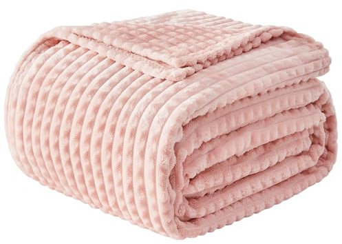 EMME Kuscheldecke Flauschige - 3D-Touch-Erlebnis 150x200cm Fleecedecke, Weiche Warme Wolldecke Überwurfdecke, Couchdecke, Decke für Sofa, Tagesdecke, Wohndecke, Hellrosa