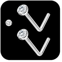AceFun piercing nez titane argent 2 pièces L forme piercing anneau nasal 20g G23 piercings nasaux 3mm CZ l forme nostril Diamond Nez piercing pour femmes hommes