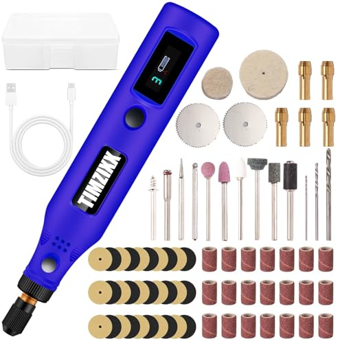 TIMZIXX Cordless Rotary Tool Kit, 3-Speed Working Screen Diaplay Handheld Sander with 71 Accessories, Multi-Purpose 3.7V Power Mini Grinder for Sanding, Polishing, Engraving