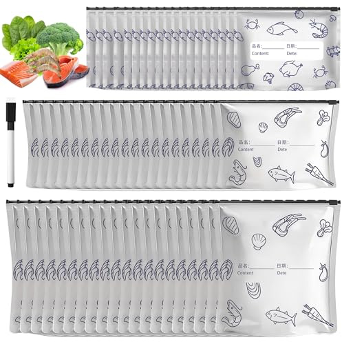 60 piezas de bolsas de congelación de papel de aluminio - Bolsas de almacenamiento resellables reutilizables de papel de aluminio, bolsas de almacenamiento de alimentos, bolsas de congelación con