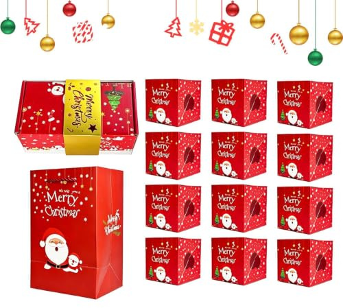 Julsparbössor för Kontanter 12-Pack Återanvändbara Hopfällbara | Studsande Julpengahållarask för Barn, Vuxna, Vänner, Familj, Högtider, Halloween och