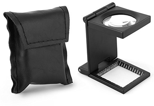 Fdit Mini Faltbarer Magnifier 10x Vergrößerung mit Skala für Schmuck, Uhren, Jeweler, Optische Zinklegierung + Glas, Schwarz