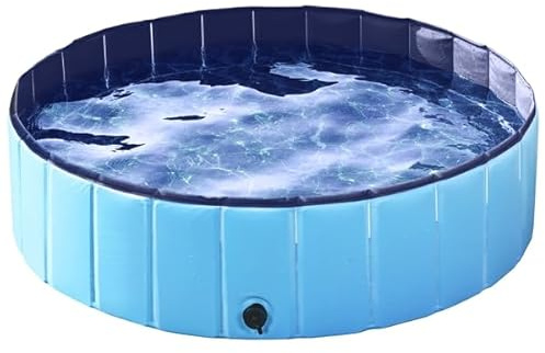 Yaheetech Piscine Chien Pliable 120 x 30cm Baignoire pour Chien/Chat Bleu