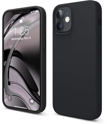 elago Silikon Hülle für iPhone 12 Mini | Premium-Silikon, Rundumschutz (Schwarz)