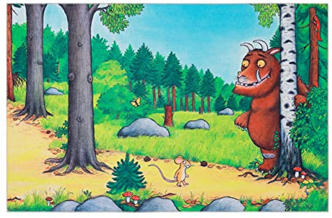 Wecon Home Mouselo gewebter Kinderteppich, 110 x 170 cm, Multicolor | Robuster Kurzflor Kinderteppich mit Grüffelo Motiv