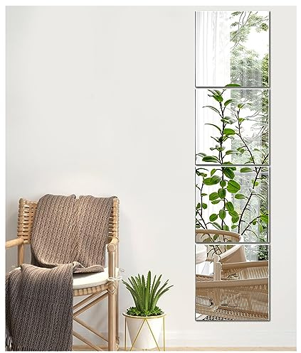 TOLOVIC Klebespiegel Spiegel HD Selbstklebende Fliesenspiegel Flexibler Spiegelfliesen Selbstklebend Acrylic Spiegelfolie Wandspiegel Spiegel zum Kleben Dekospiegel Klebespiegel für die Wand