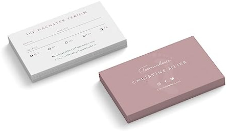 Personalisierte Terminkarten | Fußpflege | 2-seitig | Querformat | Menge + Farbe wählbar | Terminzettel | nächster Termin | Praxis | Wellness | Pediküre | Podologie (Rosa, 500 Stück)