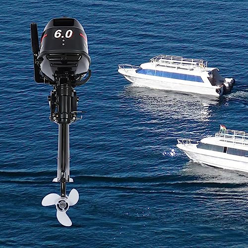 6 PS 2-Takt Außenbordmotor Bootsmotor Benzinmotor Bootsport Wasserkühl,360-Grad-Lenkfunktion Außenbordermotoren für Boote,Outboard Motor Für Fischerbooten,Beibooten
