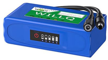 WILLQ DC 12 V wiederaufladbarer Lithium-Akku, 10.000 mAh, 16.000 mAh, 20.000 mAh, 30.000 mAh, Ersatz-Li-Ionen-Akku, 12 Volt Backup-Stromversorgung,12v16000mah with Light