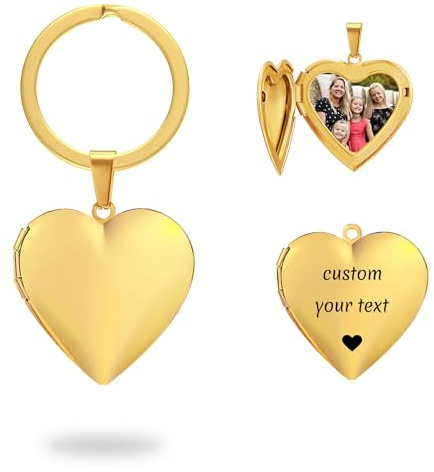 PHOCKSIN Gold Heart Keyring Lockets for Women Cute Keyrings for Girls Nice Gifts for Christmas Mothers Day