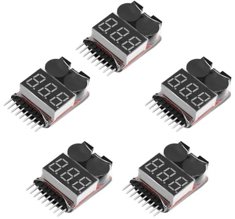 1-8S Lipo Batterie Tester, APKLVSR RC Lipo Checker Batterie Niederspannungsalarm Checker mit LED-Anzeige für Lipo Life LiMn Li-Ion Akku (5 STÜCKE)