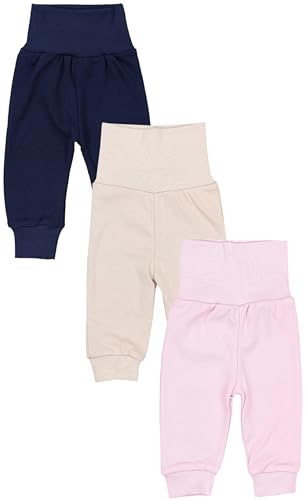 TupTam Pantalones de Bebé para Niñas. Paquete de 3, Beige/Azul Oscuro/Rosa empolvado, 98