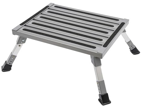 Wohnwagen Trittstufe, Tragbare Klapptritt, Einstellbare Höhe 18.5-19.8-21-22.5cm, Tragfähigkeit 150kg, für Caravan Wohnmobil SUV, Wohnmobilen, Reiseanhängern