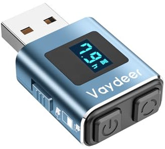 Vaydeer Mouse Jiggler, Metal Mouse Mover with 2 Natural and Random Tracks, USB Mouse Wiggler with Timer, Type-C Jiggler to Keep Devices Active-Blue