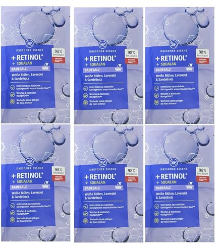 6er Pack Dresdner Essenz Badesalz + Retinol + Squalan 6 x 80g
