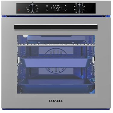 Luxell A68-SGF3(DDT) Einbau-Heißluftofen – 80 Liter – Digitaler Multifunktions-Backofen – Grau – Touchscreen – 2400W – Umluft & Grill – Energieklasse A