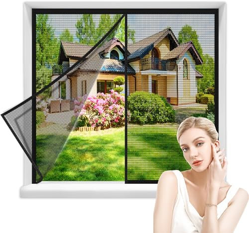 Cortina Mosquitera Magnética 130x195cm Cortina Mosquiteras Magnética de Malla Anti-insectos Tela Mosquiteras de Ventanas para Balcón Cocina Dormitorio Negro