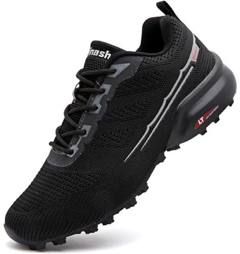 Dhinash Chaussures de Trail Homme Chaussures Basses de Randonnée Baskets Trekking Running Outdoor Respirantes Antidérapantes Légères pour Montagne, Marche et Quotidien Noir Taille 44