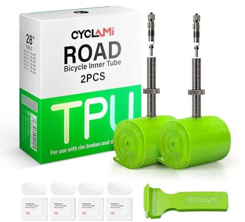 CYCLAMI 38g Camera d'aria in TPU per Bici da Corsa, 2/4 pezzi, Valvola in Metallo Rimovibile, Adatto per 700C x 23C/25C/28C/30C/32C, Diametro Valvola: 45/60/80mm (2P-45mm Valvola)