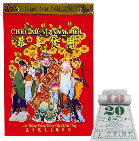 Calendrier quotidien vietnamien 2026 2026 à déchirer pour le Nouvel An chinois - Calendrier 2026 - À suspendre au mur - Pour le Nouvel An lunaire - Fengshui - Organiseur de bureau pour festival de