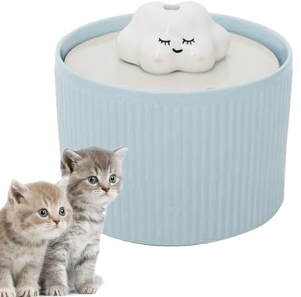 Fontana Automatica Per Gatti – Fontana Silenziosa Per Cani Da 1,2 Litri | Stazione Di Idratazione Per Animali Domestici In Ceramica Con Flusso Delicato Per Animali Domestici Da Interni, Cani Di Piccol