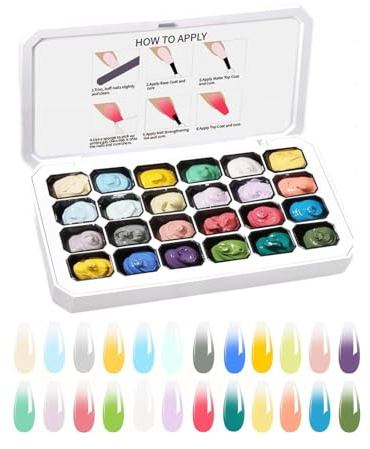 Geles de pintura - Degradado de 24 rejillas sin toallita, gel de pintura, esmaltes de uñas en gel | Curado ultravioleta/led para bodas diarias, carnaval, manicura, salón de belleza personal, hogar