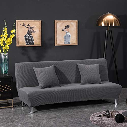 OKJK Armlose Sofabezug, Jacquard Stretch Schlafsofa Bettdecke, Klappbar Ohne Armlehnen Sofa überwurf, Couchüberwurf Protector Futon Bankbezüge Für Zuhause (AB08,L 190-225cm)