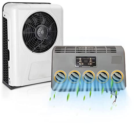 Climatiseur DC 12 V universel électrique RV camion camping-car A/C nouvelle énergie 100 % électrique automobile split climatiseur AC unité 6600 BTU pour camion, semi-camions, camping-car, van