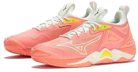 Mizuno Wave Momentum 3 (W), Zapatillas de Voleibol Mujer, Candy Coral/Black/Bolt2(Neon), 41 EU
