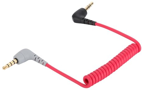 Alphatec Replacement Coiled SC7 Cable 3.5mm TRRS to TRS Microphone Cable - Microphone, Audion & Lavalier to Smartphone Wire for RODE VideoMicro VideoMic Go BOYA 80cm