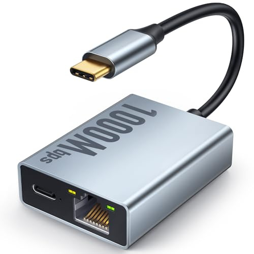 ELECTOP 1000Mbps Ethernet Adapter for Chromecast with Google TV, USB Type C to RJ45 Gigabit Ethernet Network Adapter Compatible with Google TV Chromecast HD/4K and More Streaming Sticks