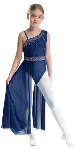 Vestido De Danza Lírica Contemporánea para Niña Maillot De Tirante con Falda Tul Body Clásica Disfraz Bailarina De Fiesta Actuación