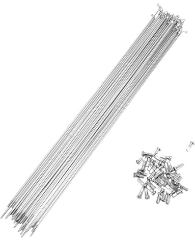 A ABSOPRO Raggi Bici 14G Argento 36 Pezzi 295mm Acciaio Carbonio | Colore Argento, Diametro Testa Gomito 4mm, Diametro Filettatura M2x0.45, Diametro Albero 2mm, Resistente Agli Urti, Tenace