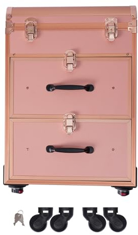 Rolling Maquillaje Case, Gran Carro de Cosméticos con Cerraduras Bolsa de Maquillaje con Divisores Organizador de Cosméticos Organizador de Cosméticos para On The Go Maquillaje Art/Nail Art