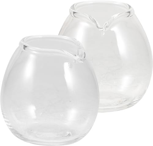 Veemoon 2pcs Mini Glass Milk Pitcher Spout for Condiments Small for Breastmilk Serving