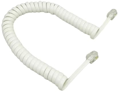 Generico Cavo telefonico a quattro conduttori, cavo telefonico modulare a spirale, 6 piedi, nero/rosso bianco riccio, 1,85 m/pz.(White)