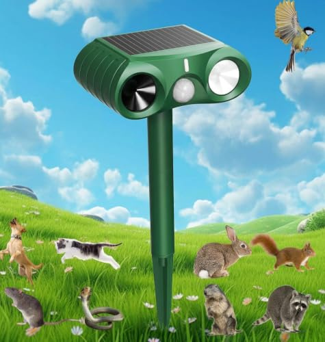 Solar Katzenschreck, Ultraschall Tiervertreiber Katzenabwehr, Wasserdicht Marderschreck mit PIR-Bewegungssensor Katzenschreck für Garten, Wirksam Gegen Katzen, Hunde, Marder, und Vögel Schädlineg (1)