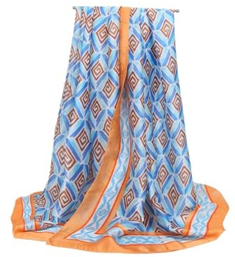Dam diamant rutnät satin scarf strandsjal snabbtorkande modesjal
